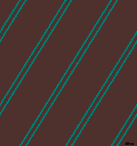 58 degree angle dual stripes line, 7 pixel line width, 12 and 123 pixel line spacing, Pine Green and Espresso dual two line striped seamless tileable