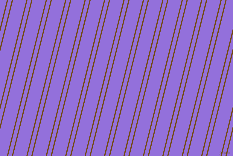 76 degree angles dual striped line, 4 pixel line width, 12 and 43 pixels line spacing, Raw Umber and Medium Purple dual two line striped seamless tileable