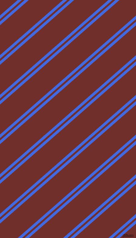 41 degree angle dual striped line, 9 pixel line width, 6 and 74 pixel line spacing, Royal Blue and Auburn dual two line striped seamless tileable