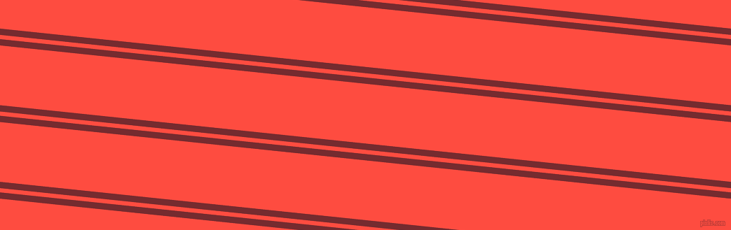 174 degree angle dual stripe lines, 9 pixel lines width, 6 and 85 pixel line spacing, Tamarillo and Sunset Orange dual two line striped seamless tileable
