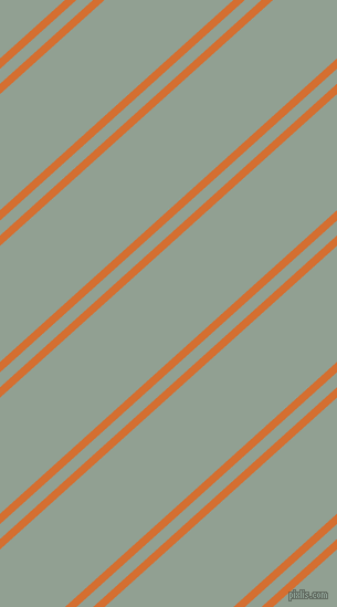 42 degree angle dual stripe lines, 7 pixel lines width, 10 and 78 pixel line spacing, Tango and Pewter dual two line striped seamless tileable