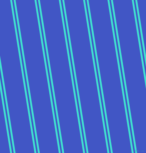 99 degree angles dual stripes lines, 7 pixel lines width, 6 and 71 pixels line spacing, Turquoise and Free Speech Blue dual two line striped seamless tileable