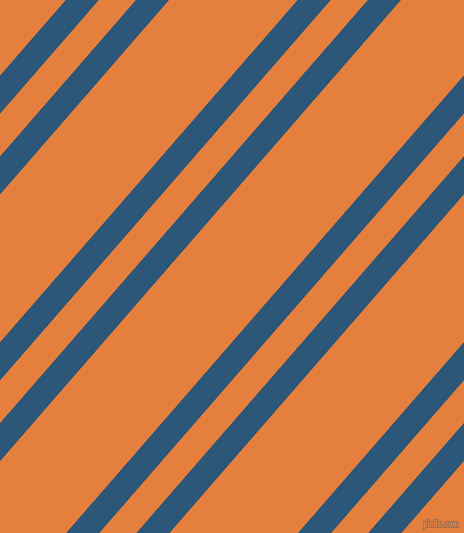 49 degree angle dual stripe line, 25 pixel line width, 28 and 97 pixel line spacing, Venice Blue and Pizazz dual two line striped seamless tileable