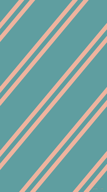 50 degree angle dual stripes lines, 14 pixel lines width, 14 and 96 pixel line spacing, Wax Flower and Cadet Blue dual two line striped seamless tileable