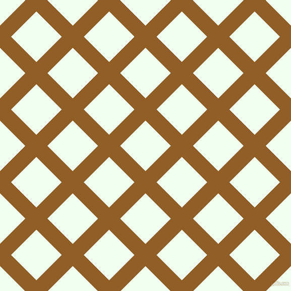 45/135 degree angle diagonal checkered chequered lines, 31 pixel lines width, 71 pixel square size, Afghan Tan and Honeydew plaid checkered seamless tileable