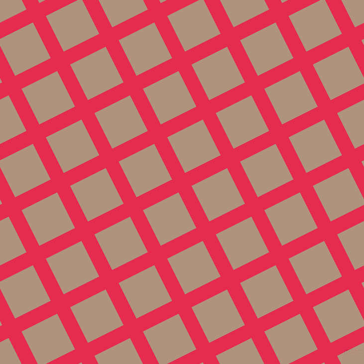 27/117 degree angle diagonal checkered chequered lines, 29 pixel line width, 80 pixel square size, Amaranth and Sandrift plaid checkered seamless tileable