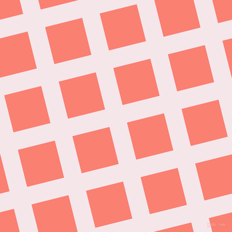 14/104 degree angle diagonal checkered chequered lines, 36 pixel line width, 76 pixel square size, Amour and Salmon plaid checkered seamless tileable