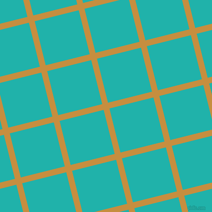 14/104 degree angle diagonal checkered chequered lines, 12 pixel line width, 91 pixel square size, Anzac and Light Sea Green plaid checkered seamless tileable
