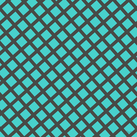 42/132 degree angle diagonal checkered chequered lines, 11 pixel lines width, 27 pixel square size, Armadillo and Medium Turquoise plaid checkered seamless tileable
