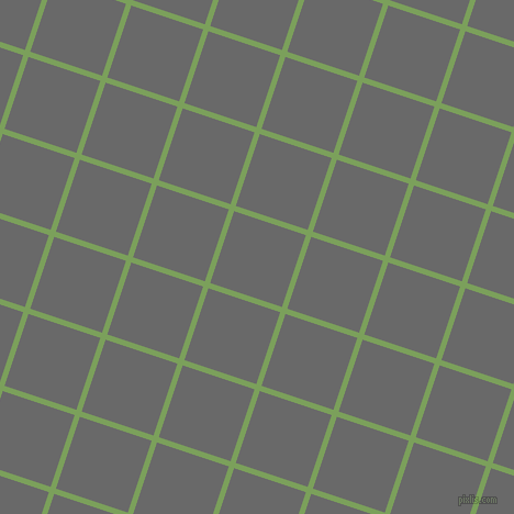 72/162 degree angle diagonal checkered chequered lines, 5 pixel lines width, 69 pixel square size, Asparagus and Dim Gray plaid checkered seamless tileable