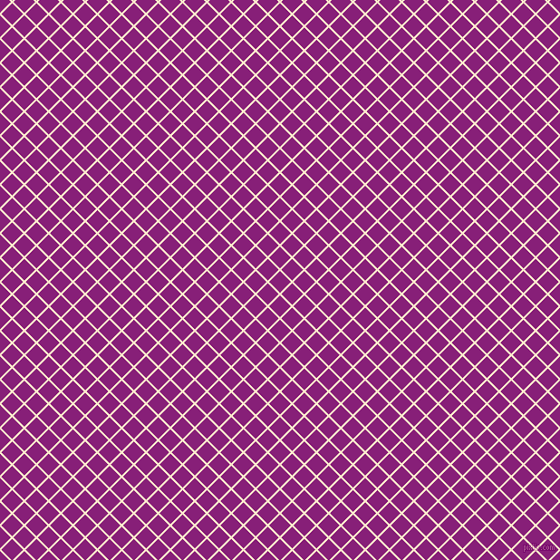 45/135 degree angle diagonal checkered chequered lines, 2 pixel lines width, 17 pixel square size, Blanched Almond and Dark Purple plaid checkered seamless tileable