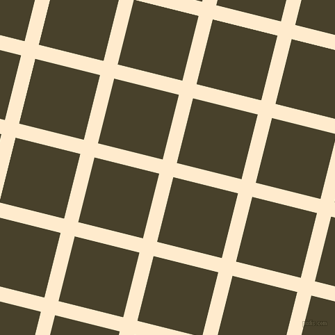 76/166 degree angle diagonal checkered chequered lines, 21 pixel line width, 96 pixel square size, Blanched Almond and Onion plaid checkered seamless tileable
