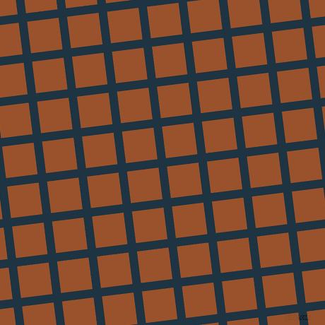 7/97 degree angle diagonal checkered chequered lines, 12 pixel line width, 45 pixel square size, Blue Whale and Hawaiian Tan plaid checkered seamless tileable