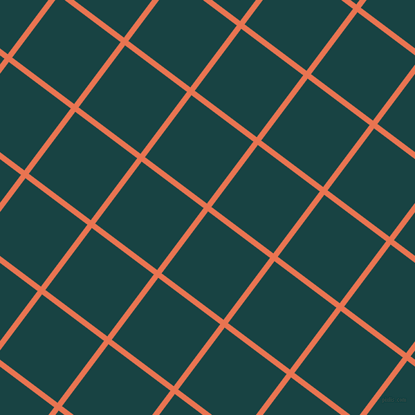 53/143 degree angle diagonal checkered chequered lines, 8 pixel line width, 112 pixel square size, Burnt Sienna and Tiber plaid checkered seamless tileable