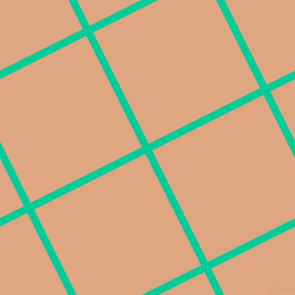 27/117 degree angle diagonal checkered chequered lines, 11 pixel lines width, 181 pixel square size, Caribbean Green and Tumbleweed plaid checkered seamless tileable