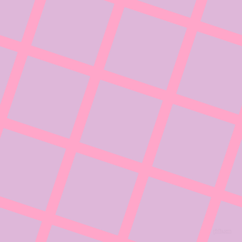 72/162 degree angle diagonal checkered chequered lines, 21 pixel line width, 131 pixel square size, Carnation Pink and French Lilac plaid checkered seamless tileable