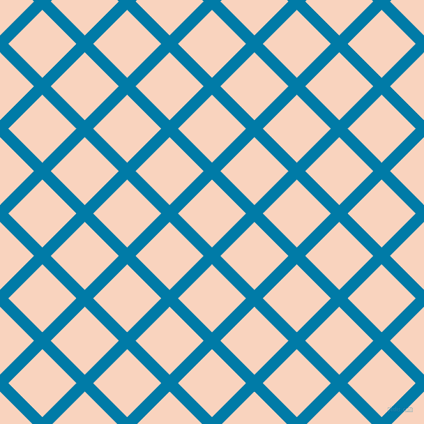 45/135 degree angle diagonal checkered chequered lines, 17 pixel lines width, 69 pixel square size, Cerulean and Tuft Bush plaid checkered seamless tileable
