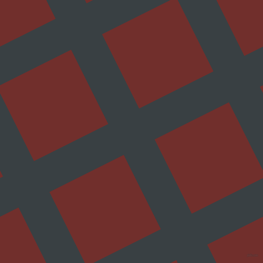 27/117 degree angle diagonal checkered chequered lines, 112 pixel lines width, 269 pixel square size, Charade and Auburn plaid checkered seamless tileable
