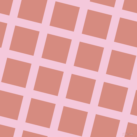 76/166 degree angle diagonal checkered chequered lines, 28 pixel lines width, 86 pixel square size, Classic Rose and My Pink plaid checkered seamless tileable