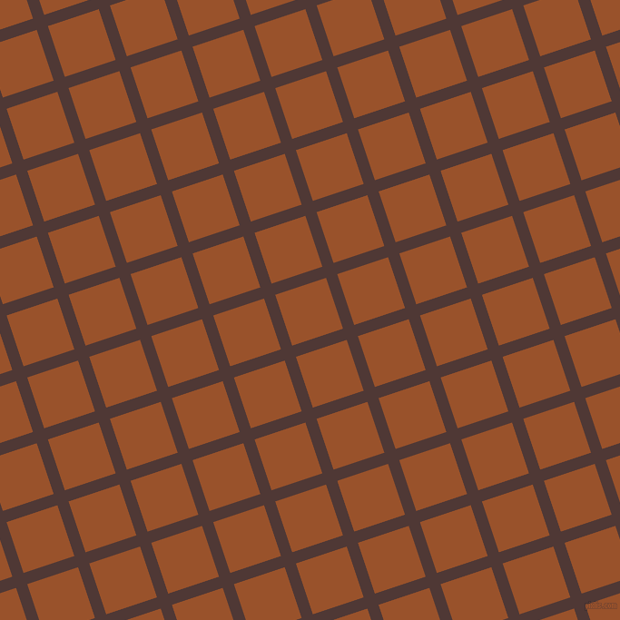 18/108 degree angle diagonal checkered chequered lines, 13 pixel line width, 59 pixel square size, Cocoa Bean and Hawaiian Tan plaid checkered seamless tileable