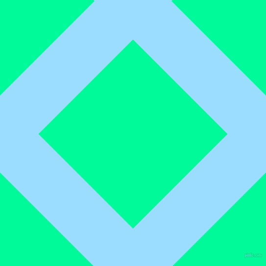 45/135 degree angle diagonal checkered chequered lines, 111 pixel line width, 273 pixel square size, Columbia Blue and Medium Spring Green plaid checkered seamless tileable
