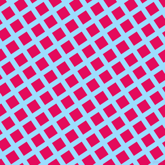 34/124 degree angle diagonal checkered chequered lines, 17 pixel lines width, 35 pixel square size, Columbia Blue and Razzmatazz plaid checkered seamless tileable