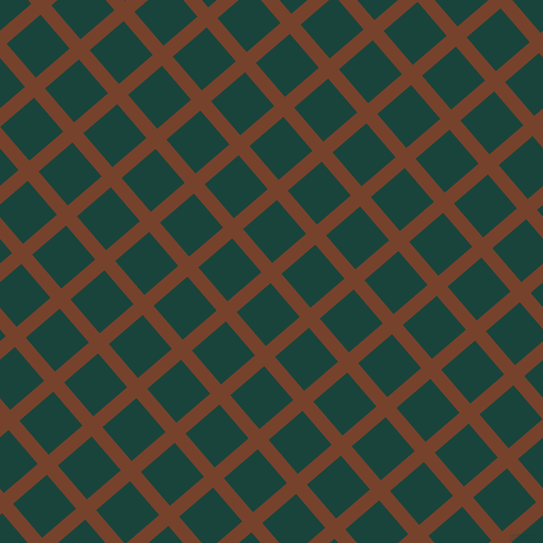 41/131 degree angle diagonal checkered chequered lines, 20 pixel lines width, 63 pixel square size, Copper Canyon and Deep Teal plaid checkered seamless tileable