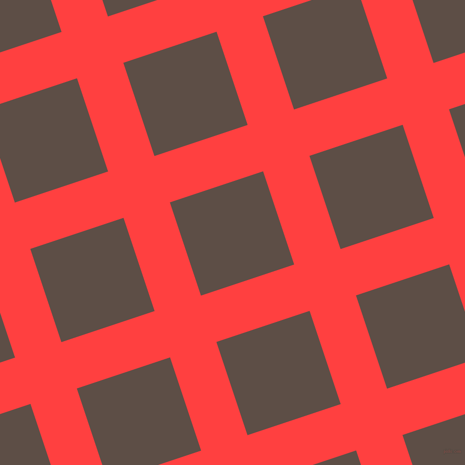 18/108 degree angle diagonal checkered chequered lines, 97 pixel line width, 195 pixel square size, Coral Red and Saddle plaid checkered seamless tileable