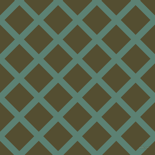 45/135 degree angle diagonal checkered chequered lines, 21 pixel line width, 69 pixel square size, Cutty Sark and Thatch Green plaid checkered seamless tileable