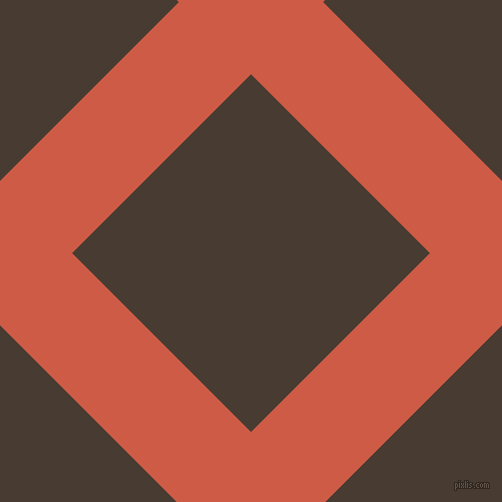 45/135 degree angle diagonal checkered chequered lines, 102 pixel lines width, 253 pixel square size, Dark Coral and Taupe plaid checkered seamless tileable