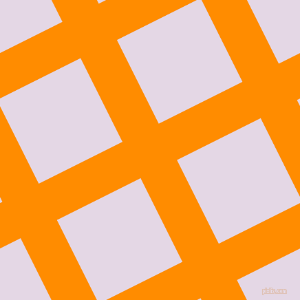27/117 degree angle diagonal checkered chequered lines, 59 pixel line width, 136 pixel square size, Dark Orange and Snuff plaid checkered seamless tileable