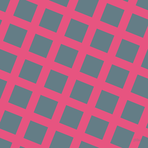 68/158 degree angle diagonal checkered chequered lines, 29 pixel lines width, 64 pixel square size, Dark Pink and Hoki plaid checkered seamless tileable