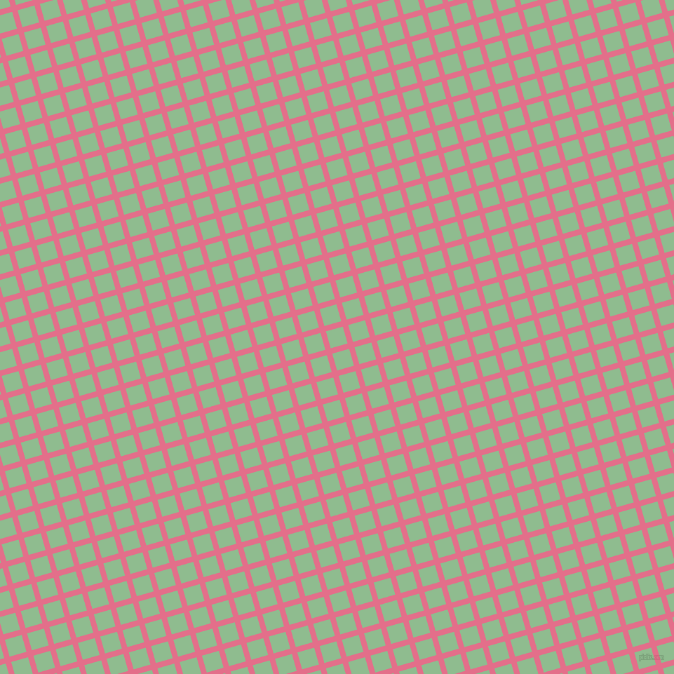 16/106 degree angle diagonal checkered chequered lines, 8 pixel line width, 25 pixel square size, Deep Blush and Dark Sea Green plaid checkered seamless tileable