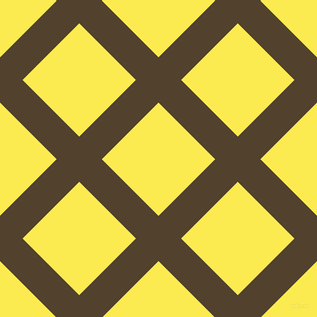 45/135 degree angle diagonal checkered chequered lines, 63 pixel lines width, 158 pixel square size, Deep Bronze and Paris Daisy plaid checkered seamless tileable