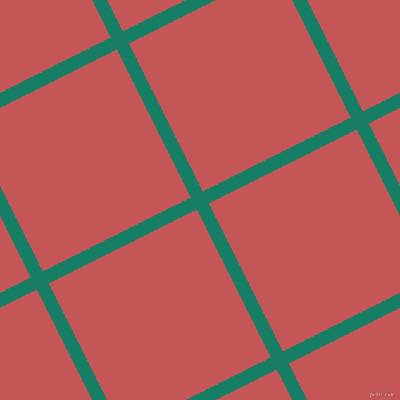 27/117 degree angle diagonal checkered chequered lines, 19 pixel line width, 235 pixel square size, Deep Sea and Fuzzy Wuzzy Brown plaid checkered seamless tileable
