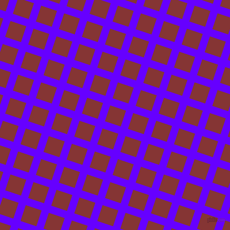 72/162 degree angle diagonal checkered chequered lines, 15 pixel line width, 33 pixel square size, Electric Indigo and Tall Poppy plaid checkered seamless tileable