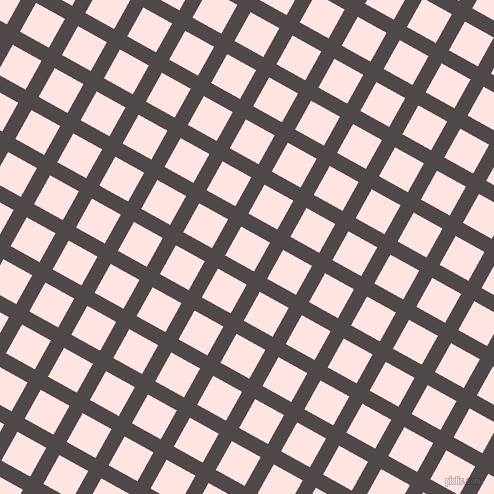 61/151 degree angle diagonal checkered chequered lines, 15 pixel lines width, 33 pixel square size, Emperor and Misty Rose plaid checkered seamless tileable