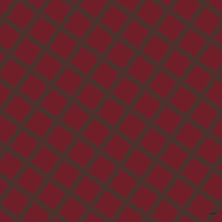 54/144 degree angle diagonal checkered chequered lines, 12 pixel line width, 41 pixel square size, Espresso and Red Berry plaid checkered seamless tileable