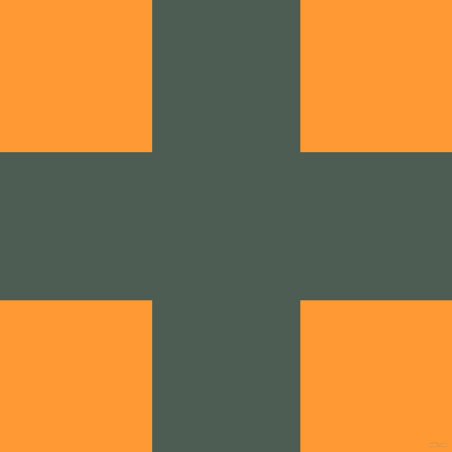 checkered chequered horizontal vertical lines, 293 pixel line width, 601 pixel square size, Feldgrau and Neon Carrot plaid checkered seamless tileable