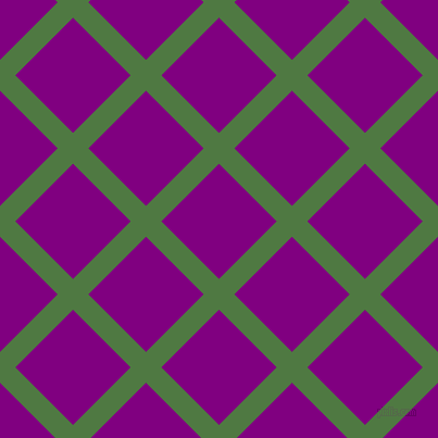 45/135 degree angle diagonal checkered chequered lines, 20 pixel lines width, 75 pixel square size, Fern Green and Purple plaid checkered seamless tileable