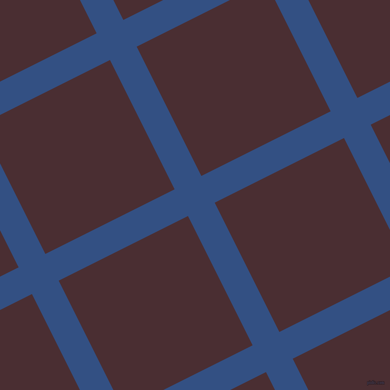 27/117 degree angle diagonal checkered chequered lines, 61 pixel lines width, 295 pixel square size, Fun Blue and Cab Sav plaid checkered seamless tileable