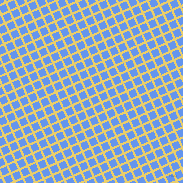 24/114 degree angle diagonal checkered chequered lines, 7 pixel lines width, 23 pixel square size, Golden Sand and Cornflower Blue plaid checkered seamless tileable