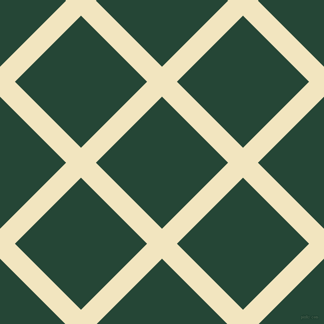 45/135 degree angle diagonal checkered chequered lines, 43 pixel line width, 190 pixel square size, Half Colonial White and Bottle Green plaid checkered seamless tileable