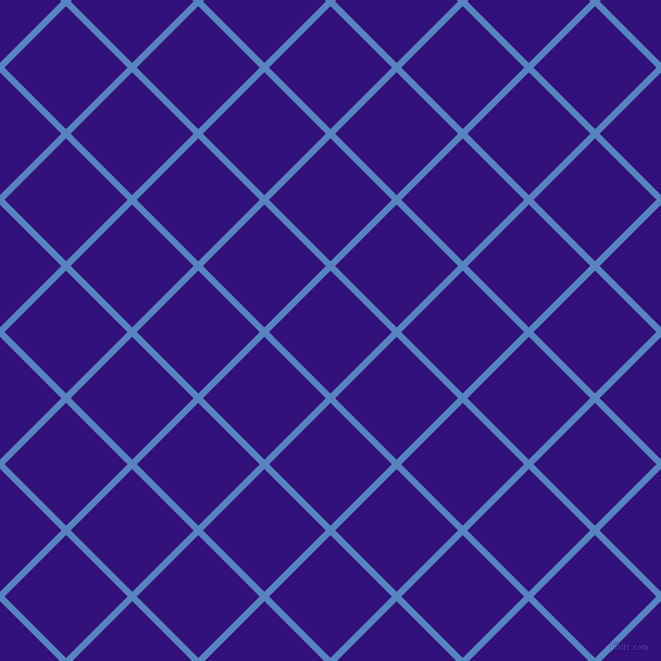 45/135 degree angle diagonal checkered chequered lines, 6 pixel lines width, 80 pixel square size, Havelock Blue and Persian Indigo plaid checkered seamless tileable