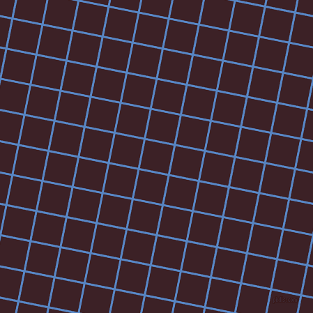 79/169 degree angle diagonal checkered chequered lines, 3 pixel lines width, 41 pixel square size, Havelock Blue and Temptress plaid checkered seamless tileable