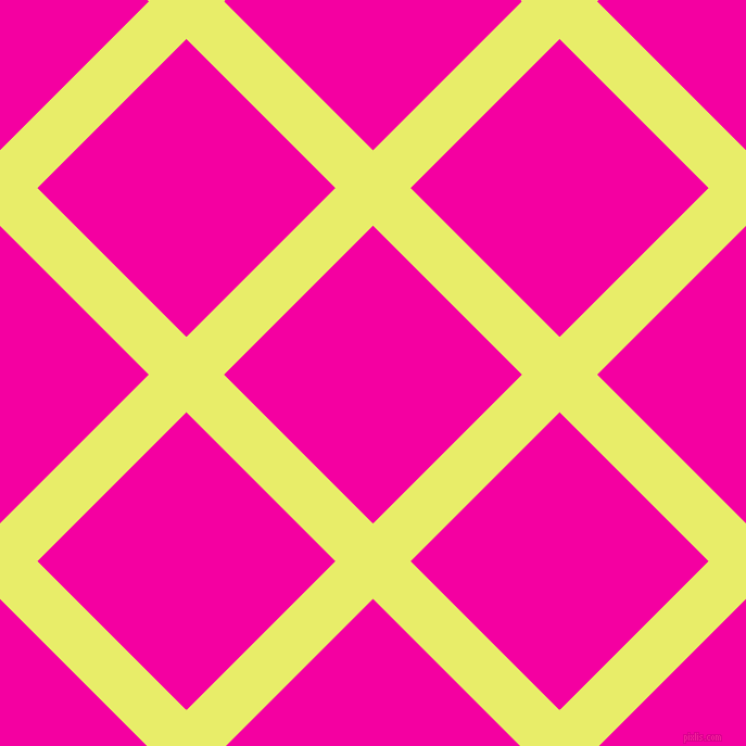 45/135 degree angle diagonal checkered chequered lines, 49 pixel line width, 194 pixel square size, Honeysuckle and Hollywood Cerise plaid checkered seamless tileable