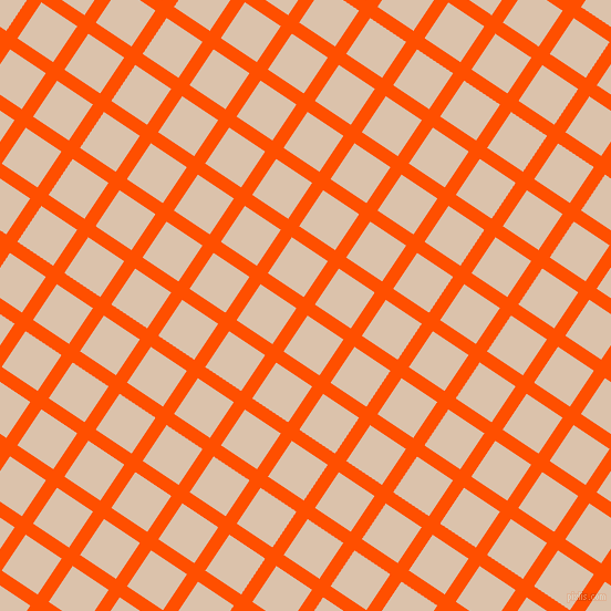 56/146 degree angle diagonal checkered chequered lines, 12 pixel line width, 39 pixel square size, International Orange and Bone plaid checkered seamless tileable