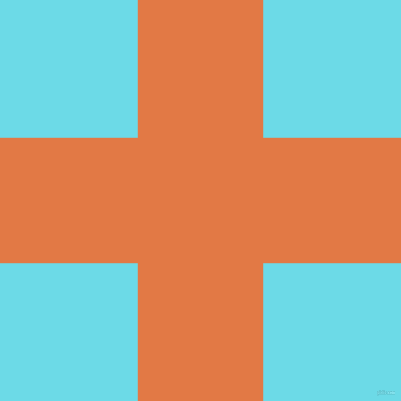 checkered chequered horizontal vertical lines, 253 pixel lines width, 554 pixel square size, Jaffa and Turquoise Blue plaid checkered seamless tileable