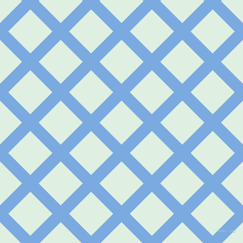 45/135 degree angle diagonal checkered chequered lines, 23 pixel line width, 61 pixel square size, Jordy Blue and Off Green plaid checkered seamless tileable