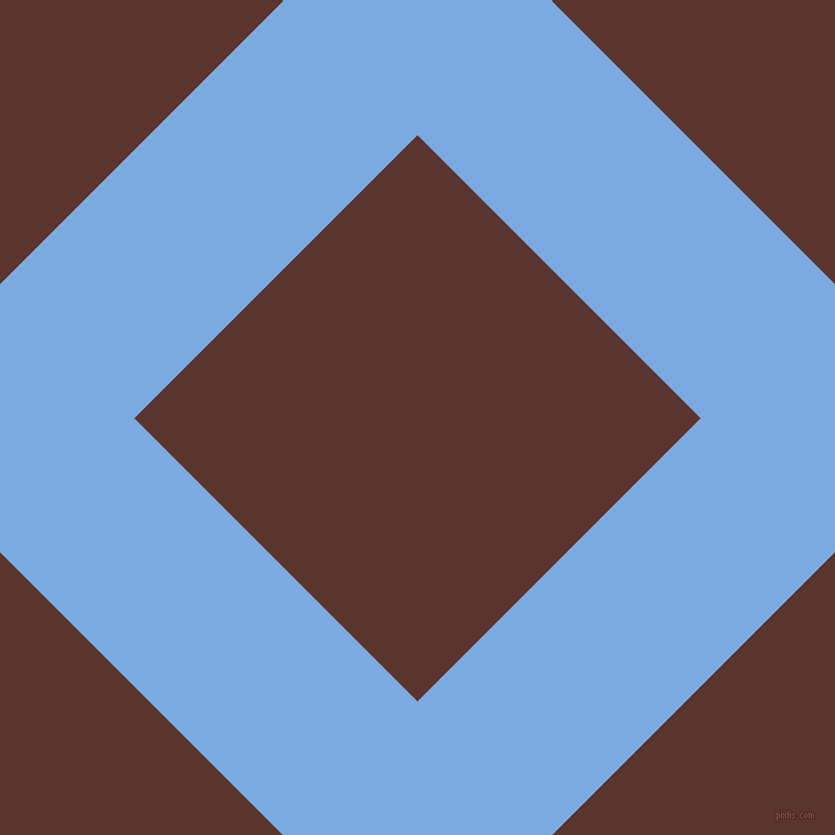 45/135 degree angle diagonal checkered chequered lines, 172 pixel lines width, 363 pixel square size, Jordy Blue and Redwood plaid checkered seamless tileable